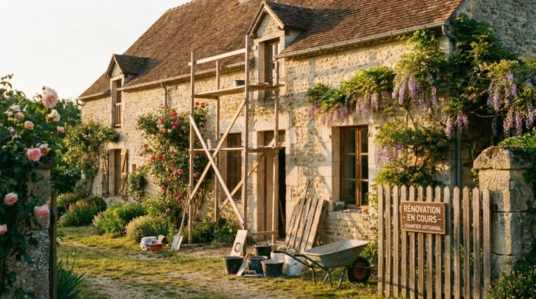 Maison ancienne en pierre en cours de rénovation énergétique
