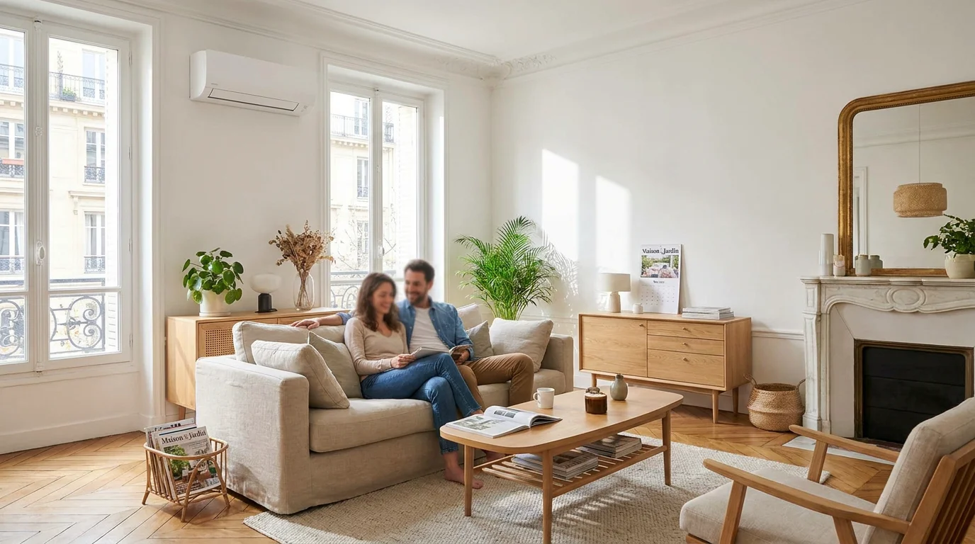 Aérotherme et chauffage : guide complet pour bien choisir 2 Split mural de pompe à chaleur air/air dans un intérieur résidentiel moderne