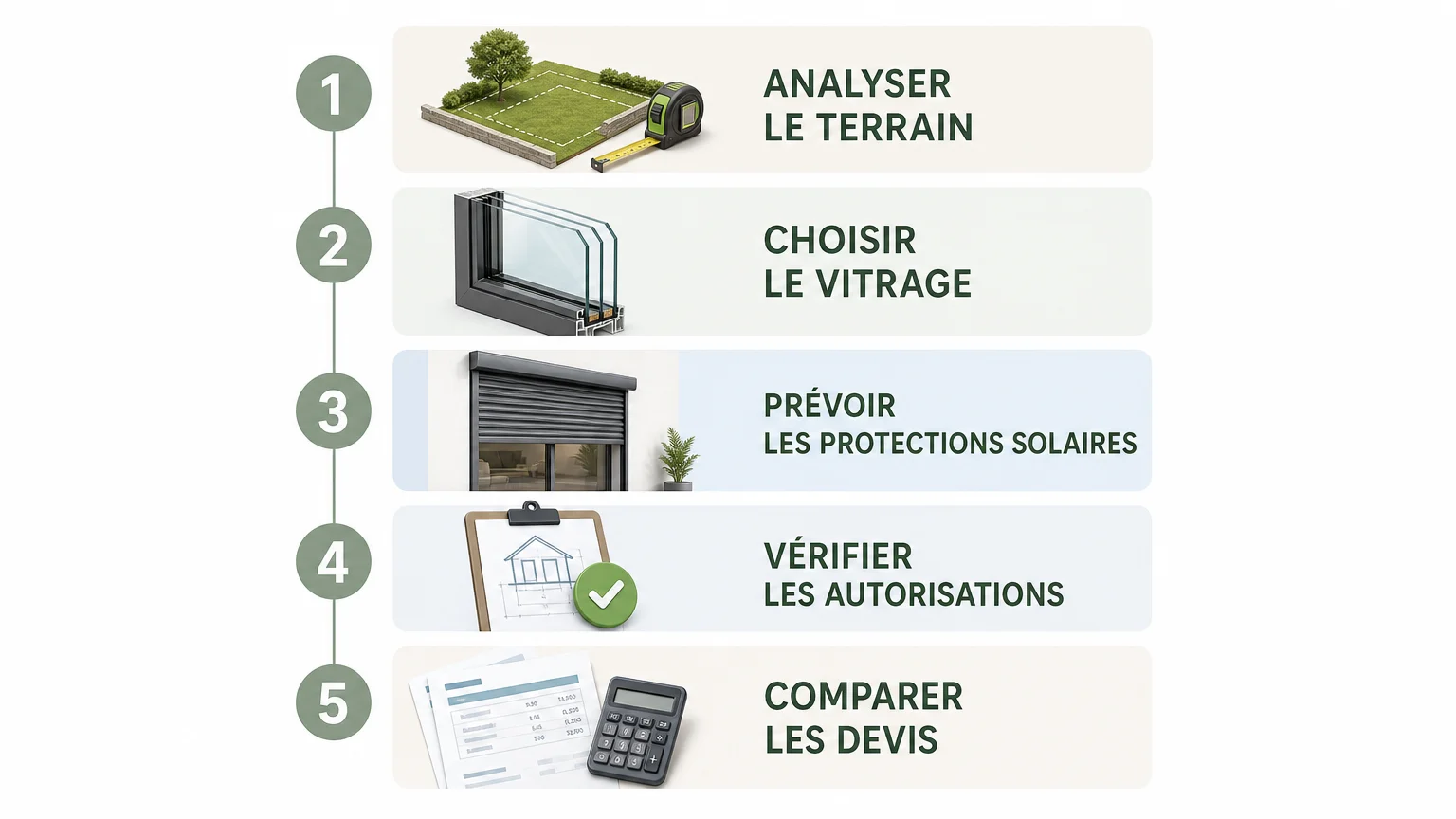 Extension vitrée en 2026 : prix, choix et réglementation 2 Checklist des étapes pour préparer une extension vitrée